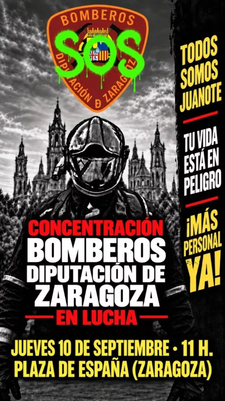 Concentración · Bomberos de la Diputación de Zaragoza en lucha
