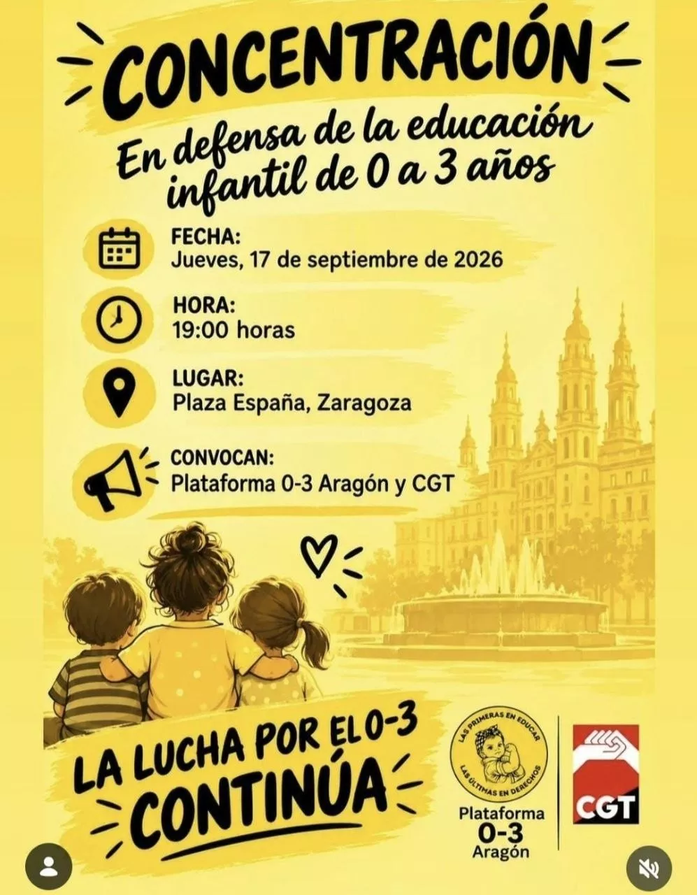 Concentración en defensa de la educación infantil de 0 a 3 años