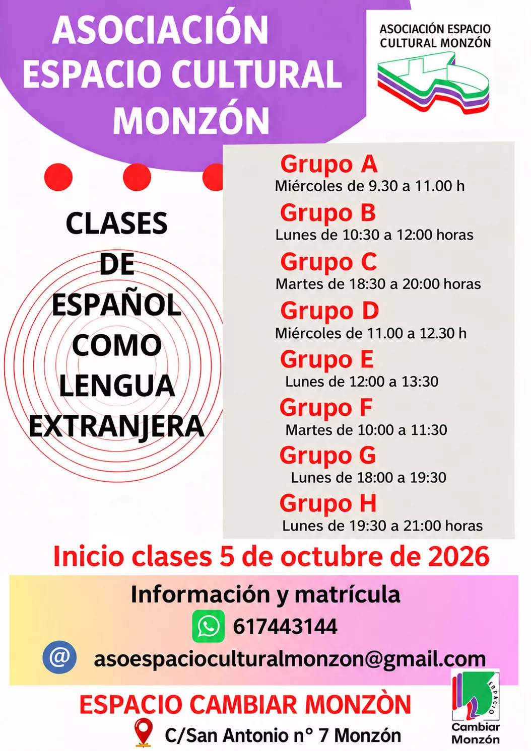 Espacio Cultural Monzón impulsa el aprendizaje del español como herramienta de convivencia e integración
